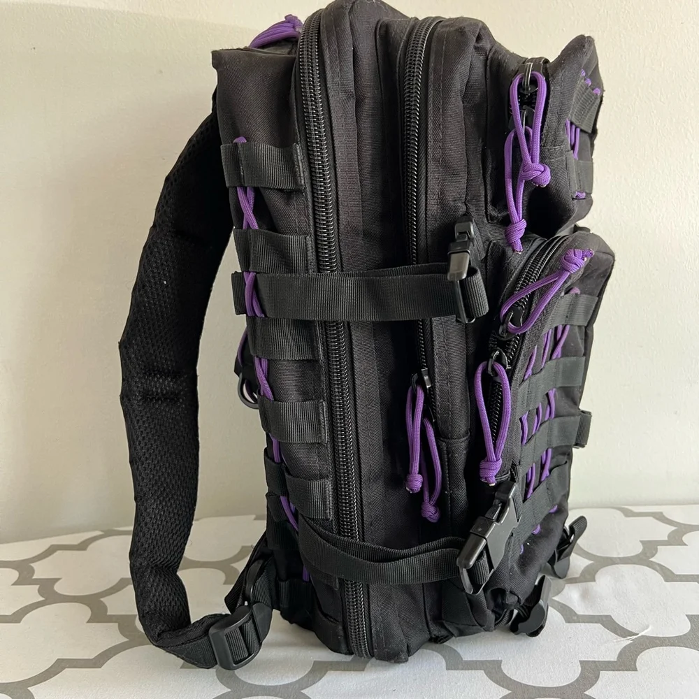 Unisex Mil-Tec Tactical Backpack Black/Purple
